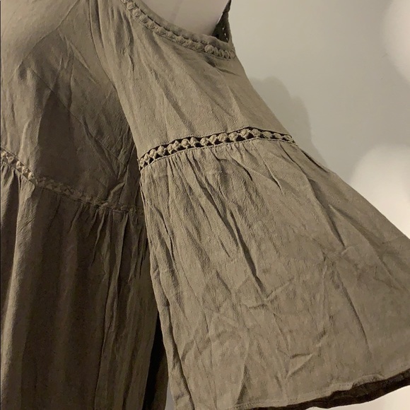 SOPRANO Olive Green Cold Shoulder Boho Dress S - Picture 4 of 11